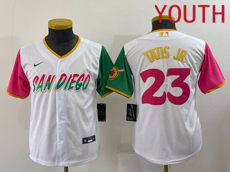 Youth San Diego Padres #23 Tatis jr White City Edition Game Nike 2022 MLB Jersey
